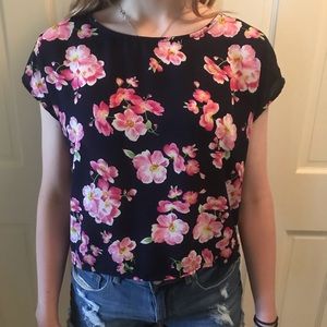 Navy Floral Top